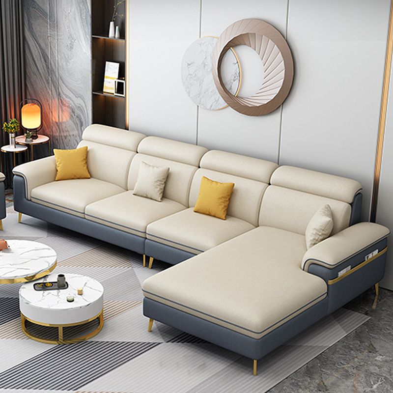 125.98" L Faux Leather Sectional Stain-Resistant Pillow Top Arm Sofa