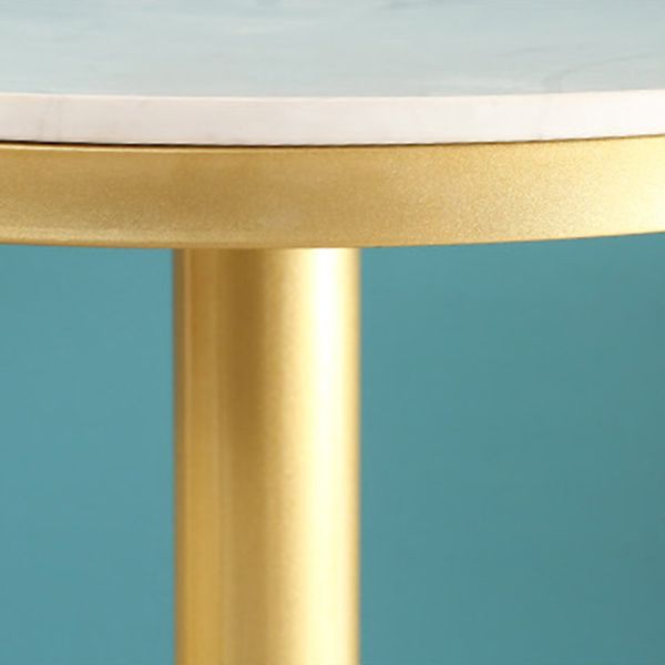 Glam Style Gold Iron Bar Table Marble Round Indoor Pedestal Bistro Table - 21.6"W x 41.3"H