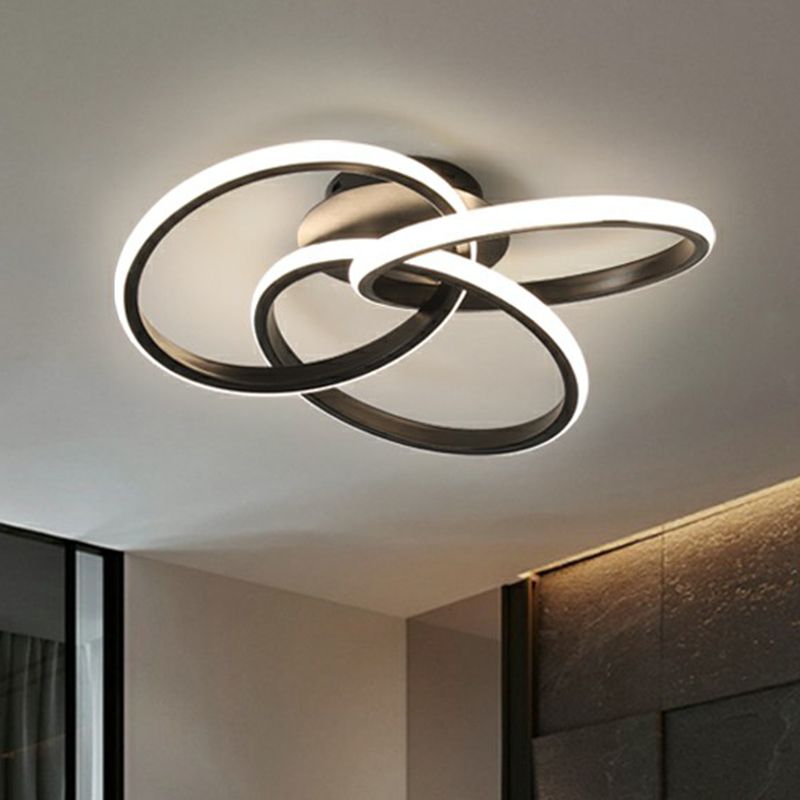 Interlocking Rings Flushmount Lighting Simplicity Acrylic Bedroom LED Ceiling Mounted Light