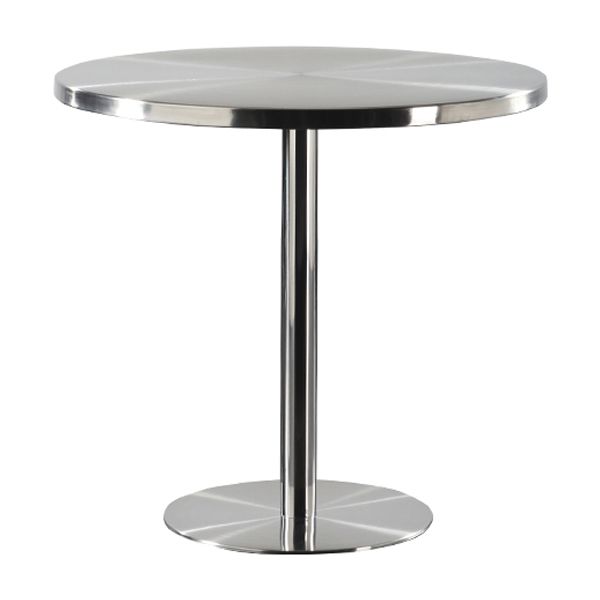 Metal Industrial Round Dining Table Steel Top Table with Pedestal Base