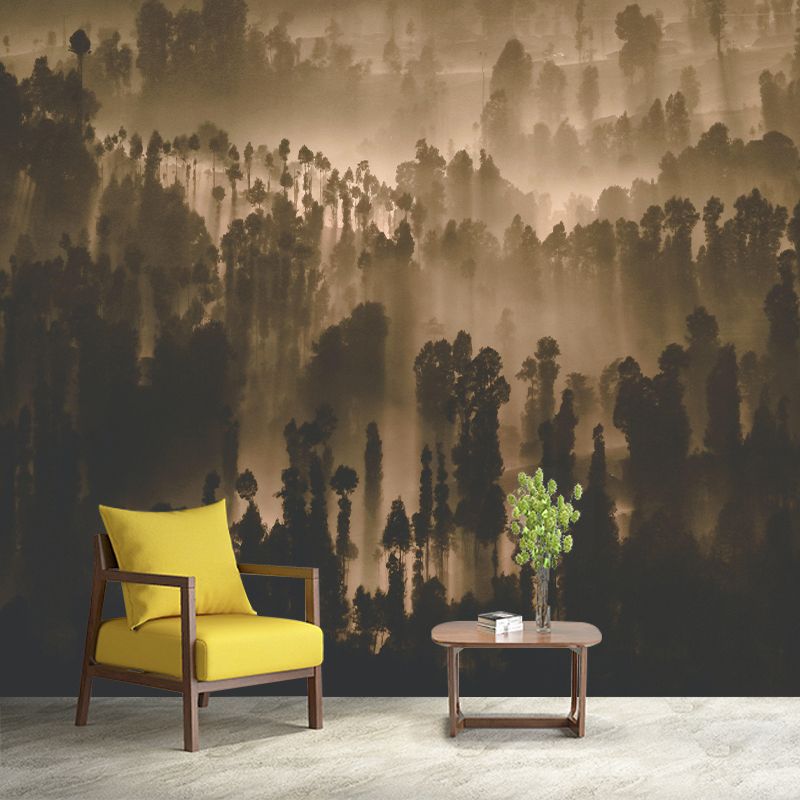 Papier peint mural forêt naturelle, décoration murale moderniste écologique en couleur douce