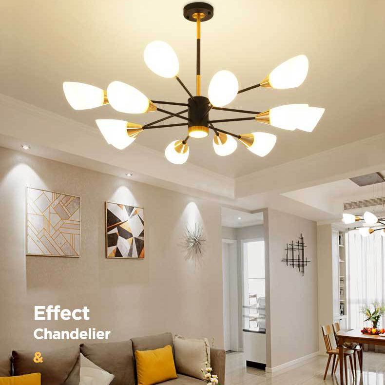 Modern Simplicity Spoke-Like Pendant Chandelier White Glass Hanging Light Fixture for Restaurant