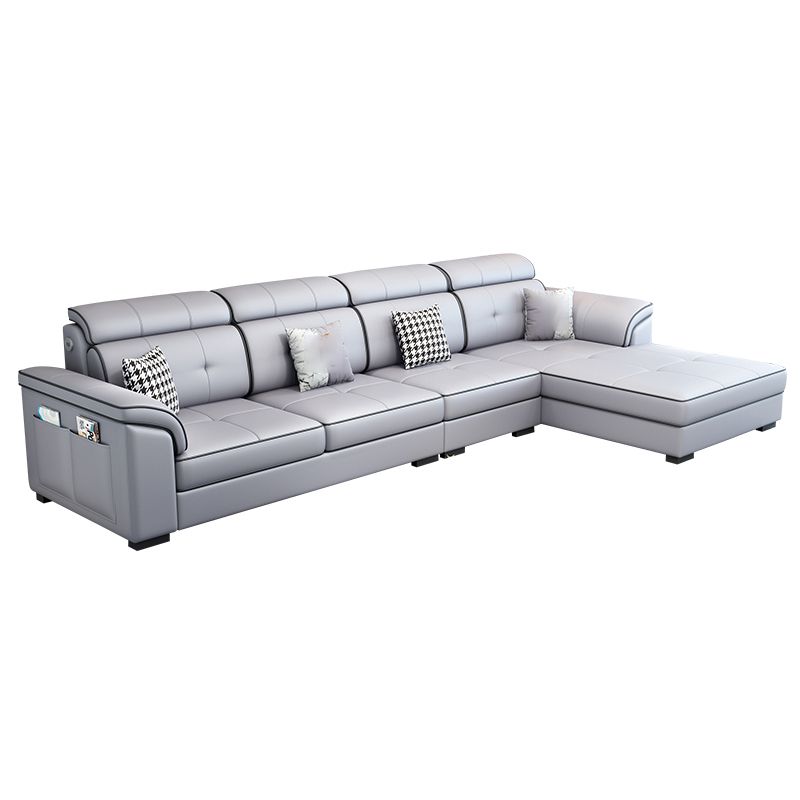 Faux Leather/Cotton Blend L-Shape Right Hand Facing Sectional Sofa Set