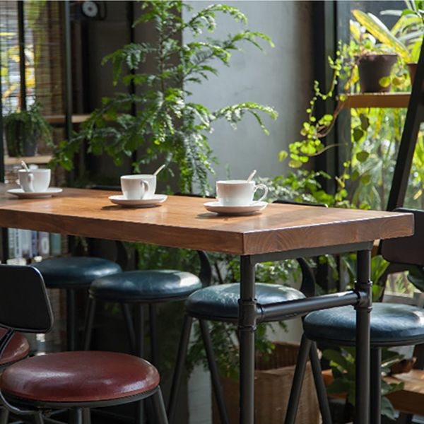 Faux Leather Dining Stools Industrial Bar Stool with Metal Legs
