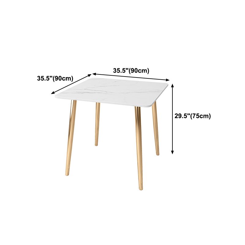 Glam Style Stone Top Dining Table with Gold 4 Legs for Living Room