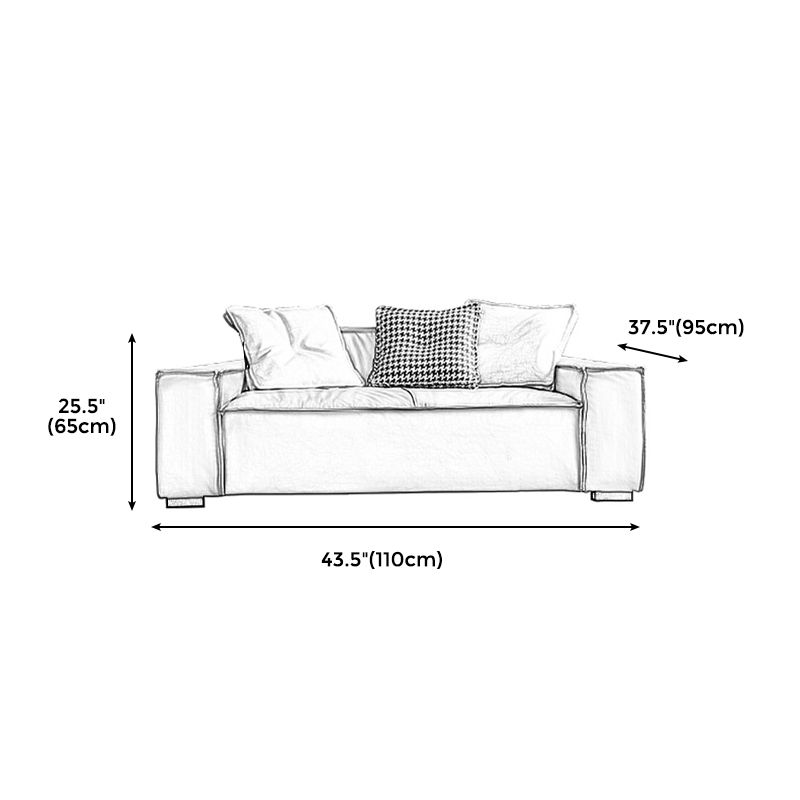 25.59" H Square Arm Modern Sofa with Tight Back Brown Sofa for Living Room