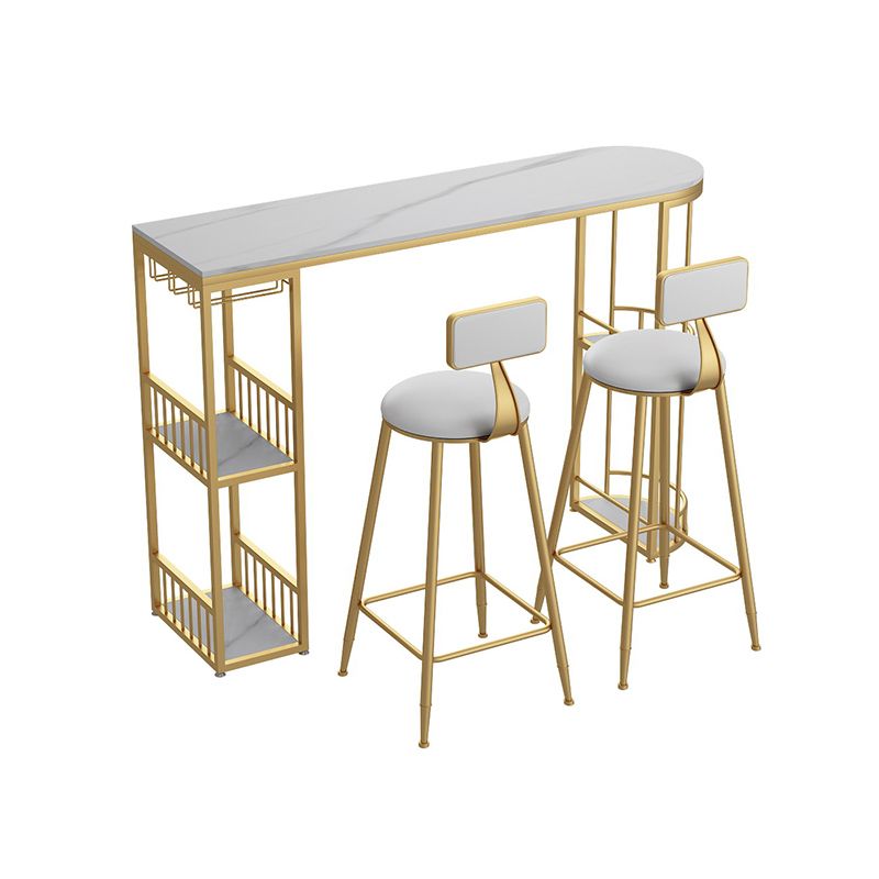 Glam Style Cocktail Bar Table 42-inch Height Metal Base Bar Storage Table