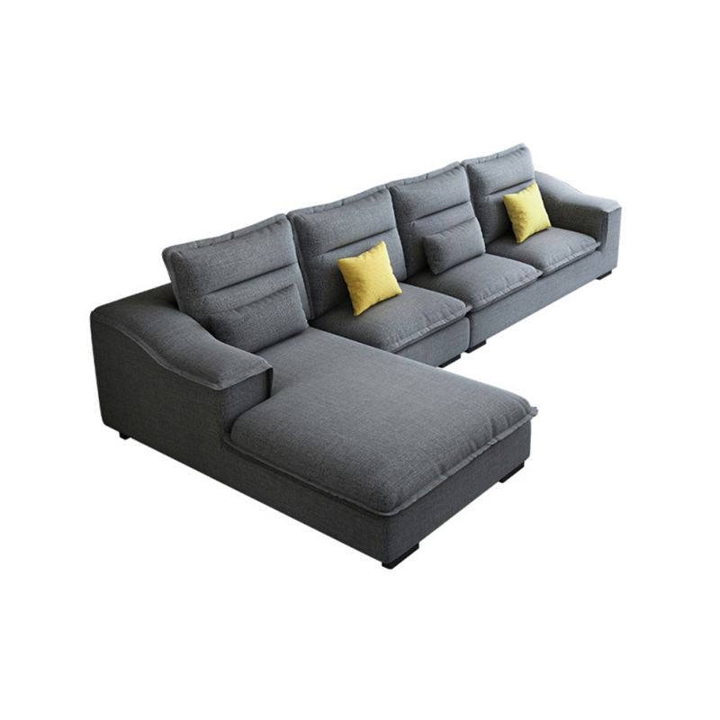 Modern Pillow Back Sectional Sofa Linen Sloped Arm Sectional