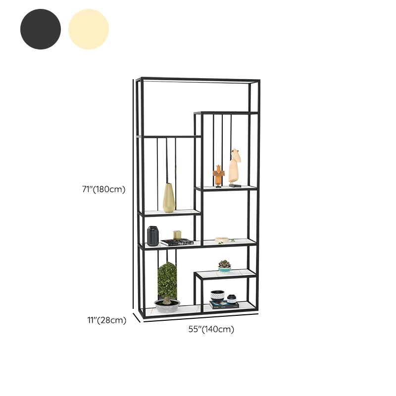 Glam Antique Finish Shelf Bookcase Metal Etagere Bookshelf with Shelves