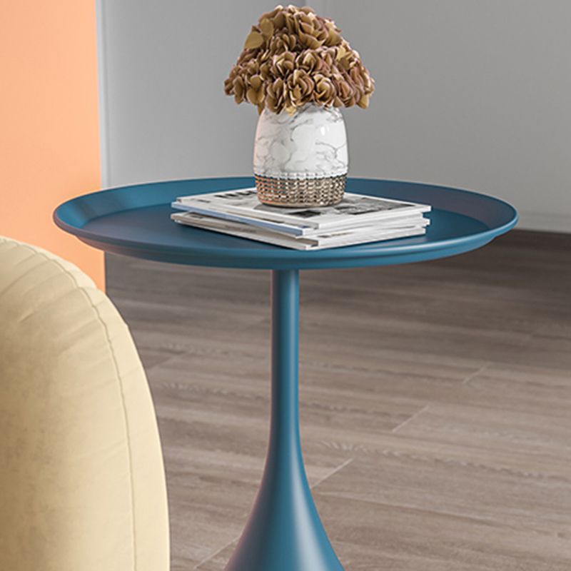 23.6" Tall Mid-Century Metal Round Tray Top Side Table Pedestal End Table