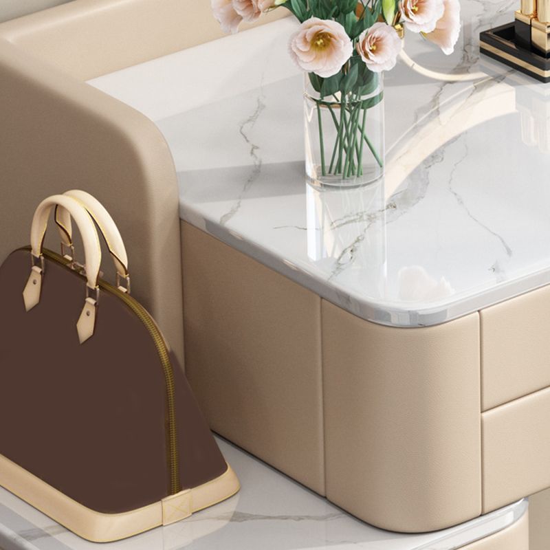Luxurious Metal Makeup Dressing Table Stone Top Bedroom Vanity Desk