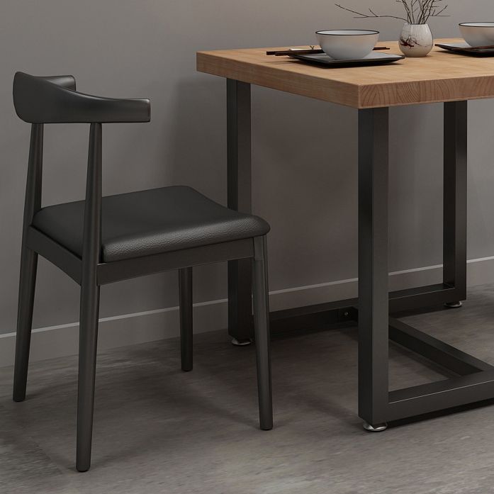 Mesa de cocina de la cena de madera maciza industrial mesa de cocina marrón con marco negro para comedor