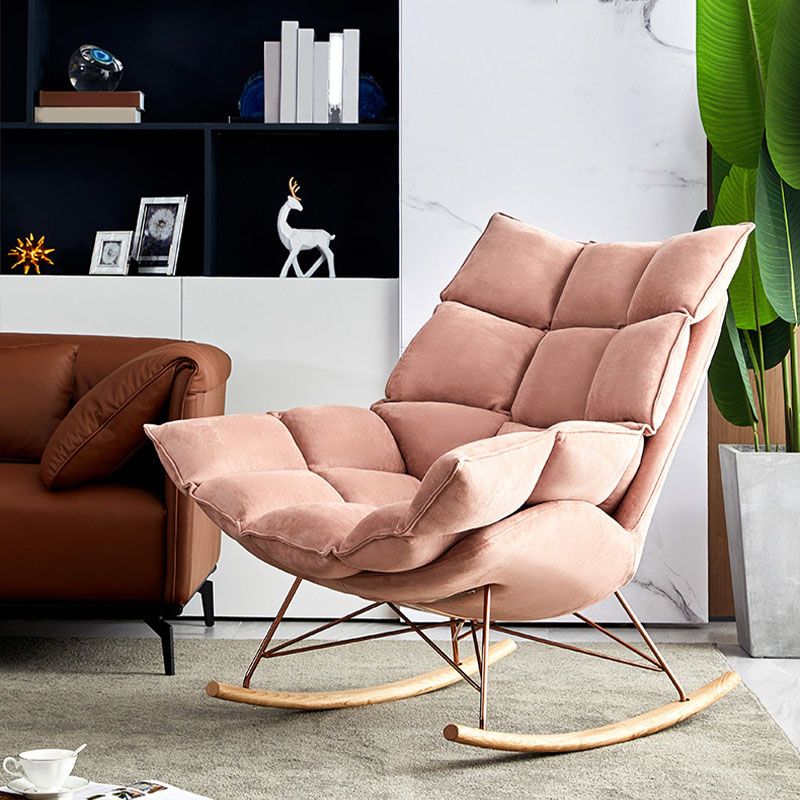 Glam Style Indoor Rocking Chair Mother Feeding Sofa Rocking Chair with Ottoman