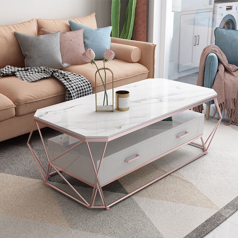 Contemporary Coffee Table with 2 Drawers Single Frame Coffee Table