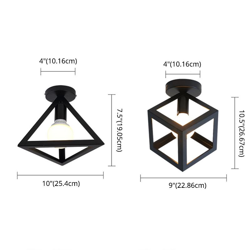 Marco geométrico de hierro forjado mini luz de techo de estilo jubilado de estilo industrial