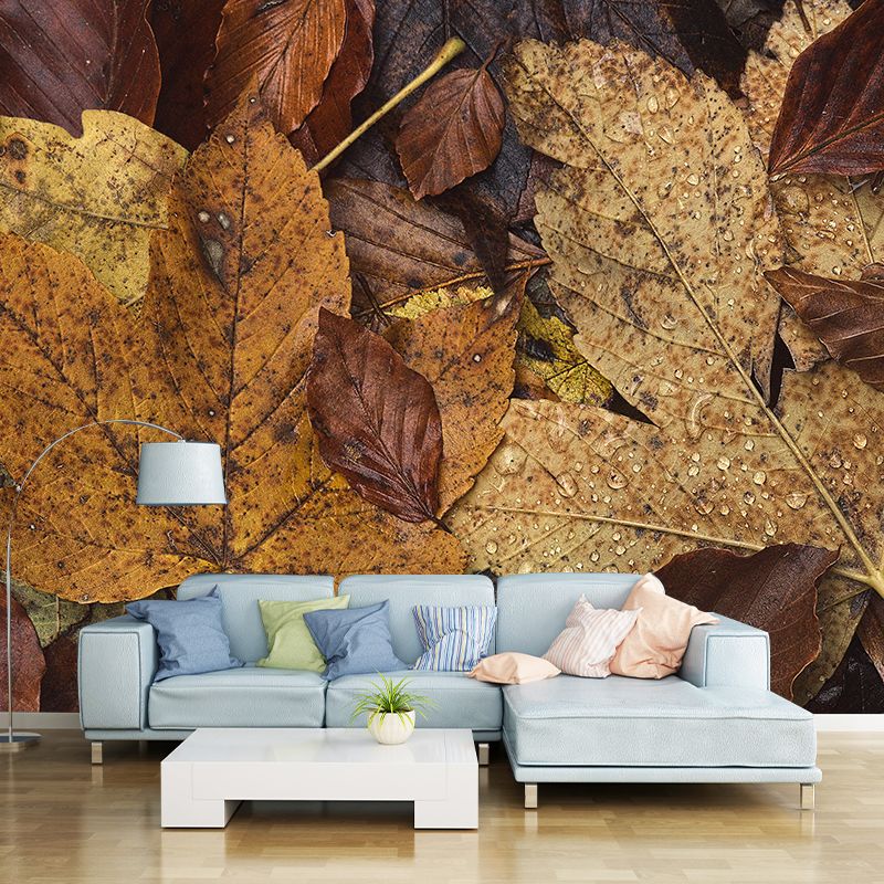 Autumn Leaves Waterproofing Wall Mural Customized Size Wall Art for Sitting Room