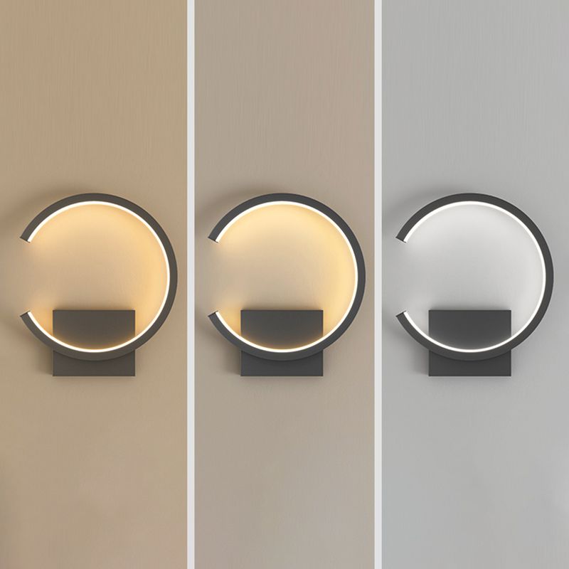 Lampada a monte a parete a forma rotonda a LED Lampada con applique da parete in metallo per camera da letto