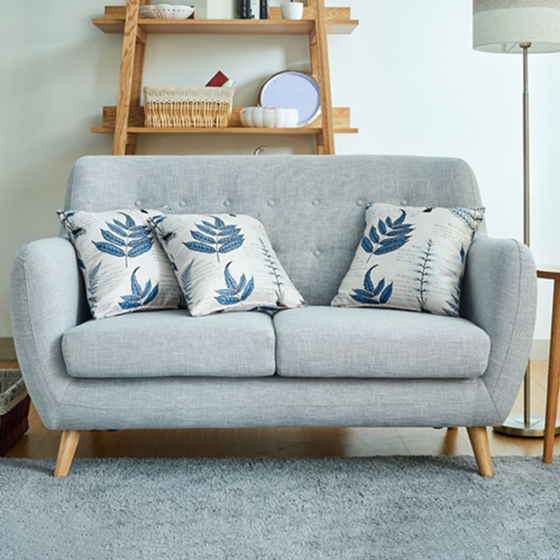 Contemporary Tight Back  Fabric Settee Square Arm Standard Sofa