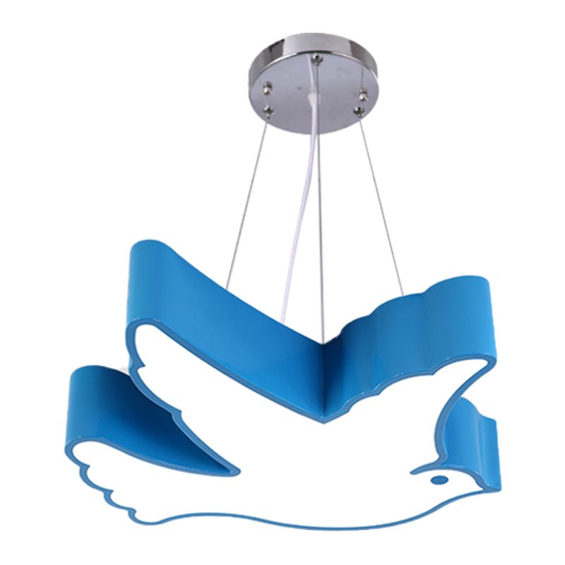 Contemporary LED Pendant Chandelier Blue/Green/Red Flying Bird Suspended Lighting Fixture with Acrylic Shade