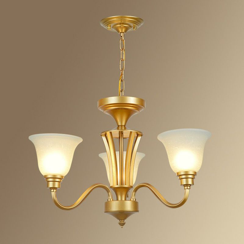 Rustikale glockenförmige Suspension lichtcreme Glas Kronleuchter Beleuchtung für Esszimmer