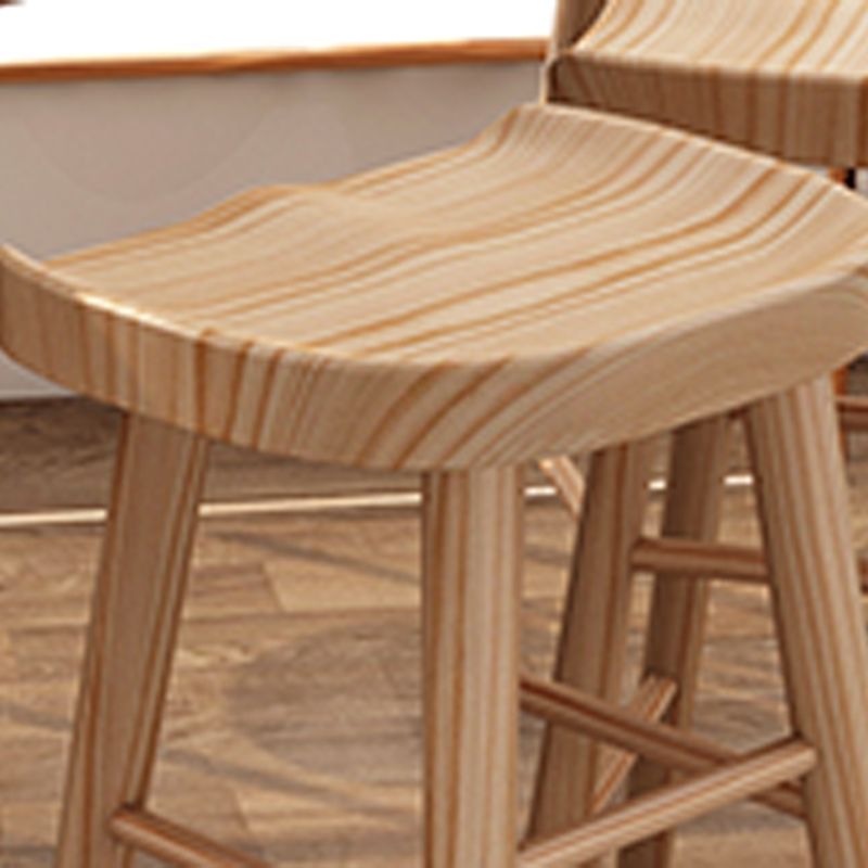 Armless Saddle Seat Counter Stool Modern Solid Wood Footrest Bar Chair