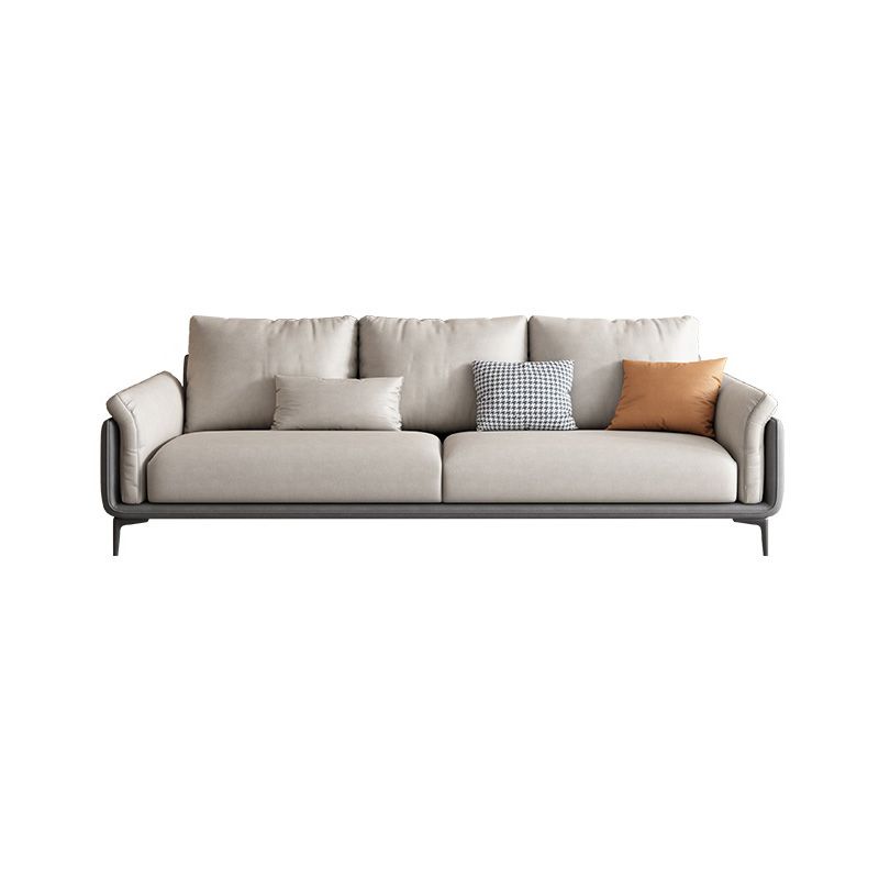 Faux Leather Stain Resistant Contemporary Sofa Couch in Beige