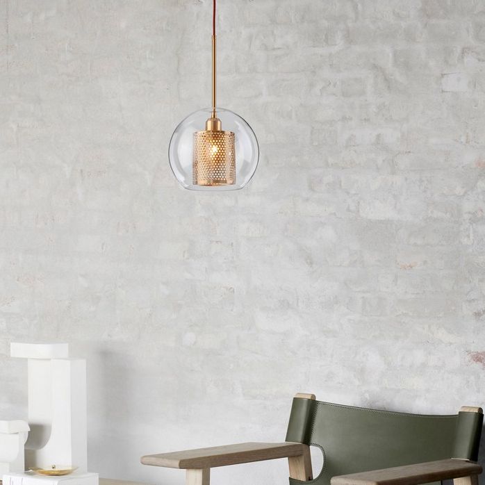 1 lichte bol lichtkit retro industrieel glas hangend licht met hangend snoer voor restaurant