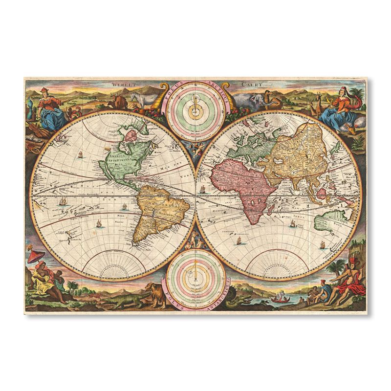 Special World Map Canvas Print Brown Modern Style Painting for Drawing Room, Multiple Sizes