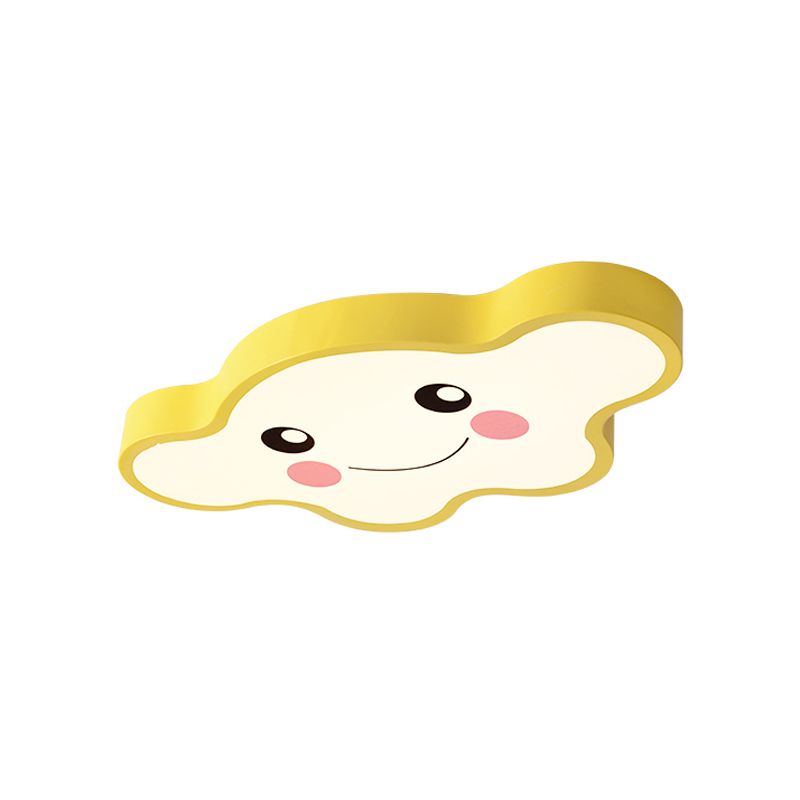 Kids Bedroom LED Ceiling Light Cartoon White/Pink/Blue Flush Mount Fixture with Smile/Dog Acrylic Shade