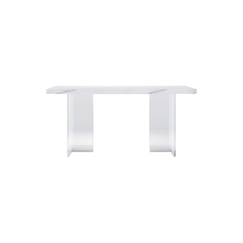 Modern Rectangular Stone Top Dining Table with Acrylic Legs for Living Room