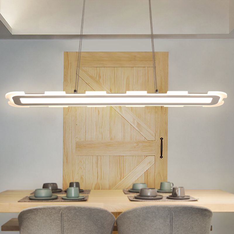 Minimalista de 16 "/23.5" /31.5 "Costilla LED de ancho con tono acrílico lámpara de techo lineal blanca sobre isla en luz cálida/blanca/interna cálida y blanca exterior