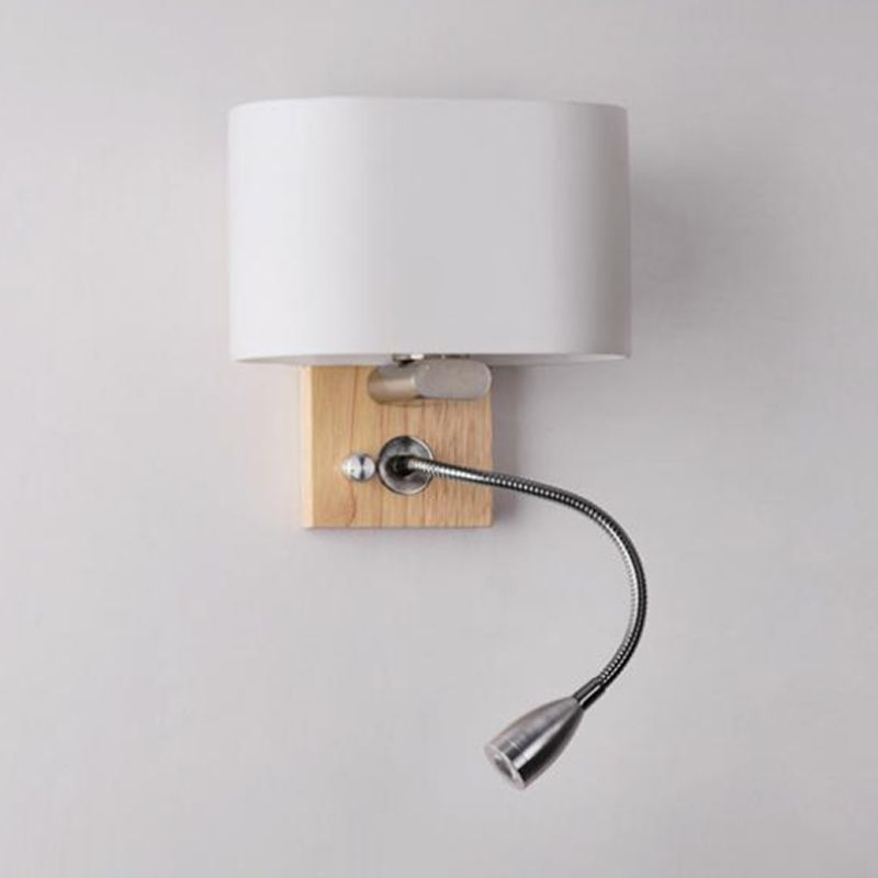 Oval Wall Sconce Lighting Modern Style Wood 2 Lights Wall Mounted Light