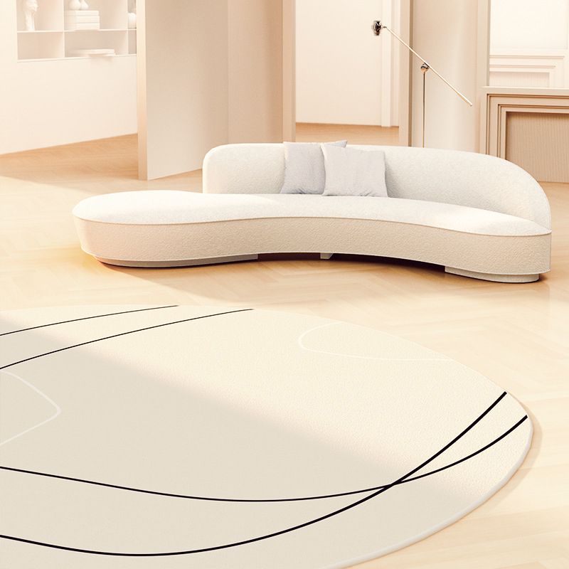 Beige Casual Rug Polyester Line Indoor Rug Washable Area Rug for Home Decoration