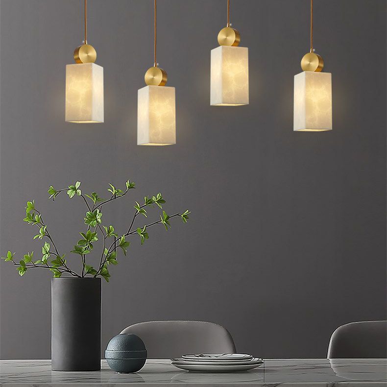 Brass Geometric Suspended Lighting Fixture Nordic 1-Light Faux Marble Pendant Light