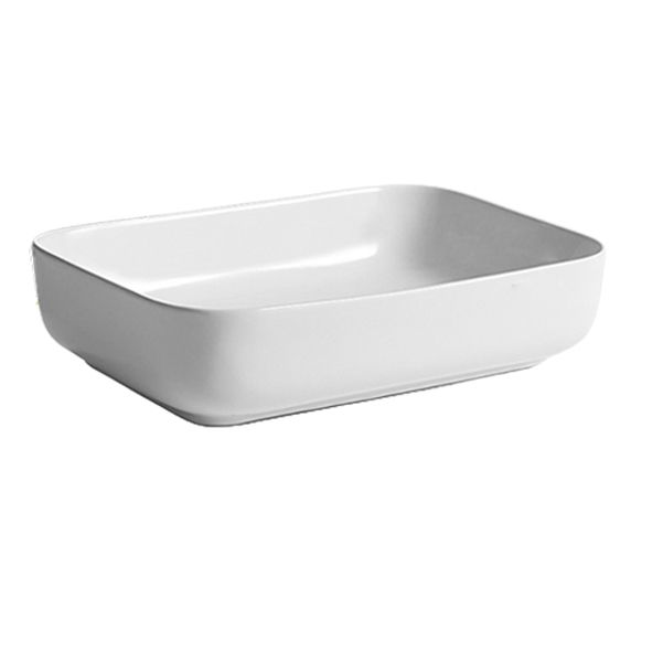 Contemporary Bathroom Sink Porcelain Square Vessel Bathroom Sink with Pop-Up Drain