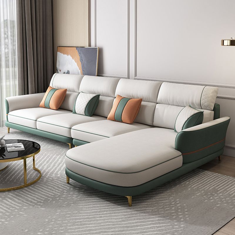 Glam 38.18 " H Faux Leather Flared Arm Sofa & Chaise for Living Room