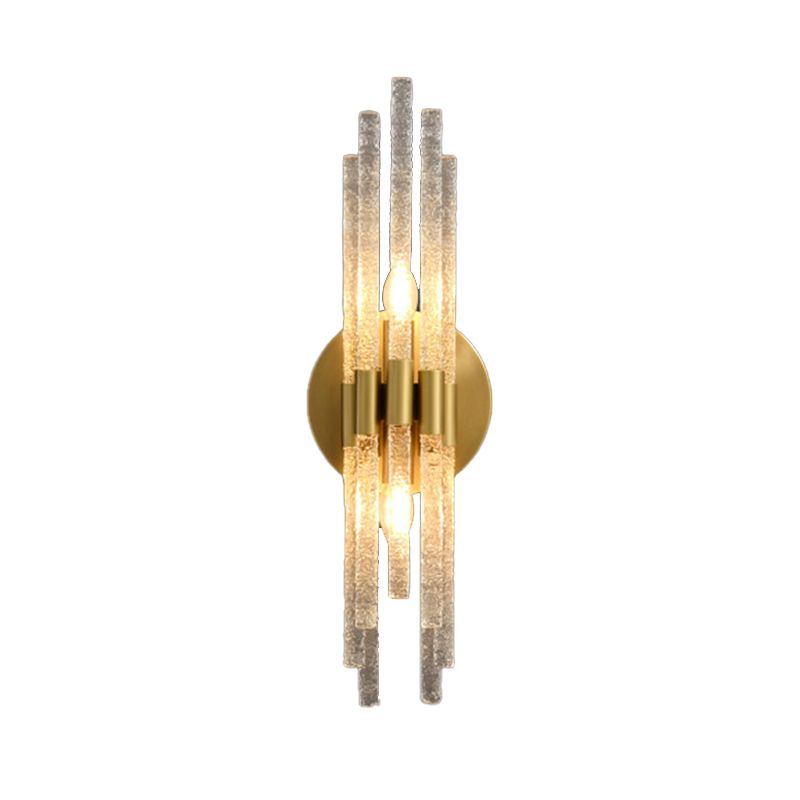 Modern 2 - Light Wall Mounted Sconce Brass and Glass Wall Light in Gold and Clear