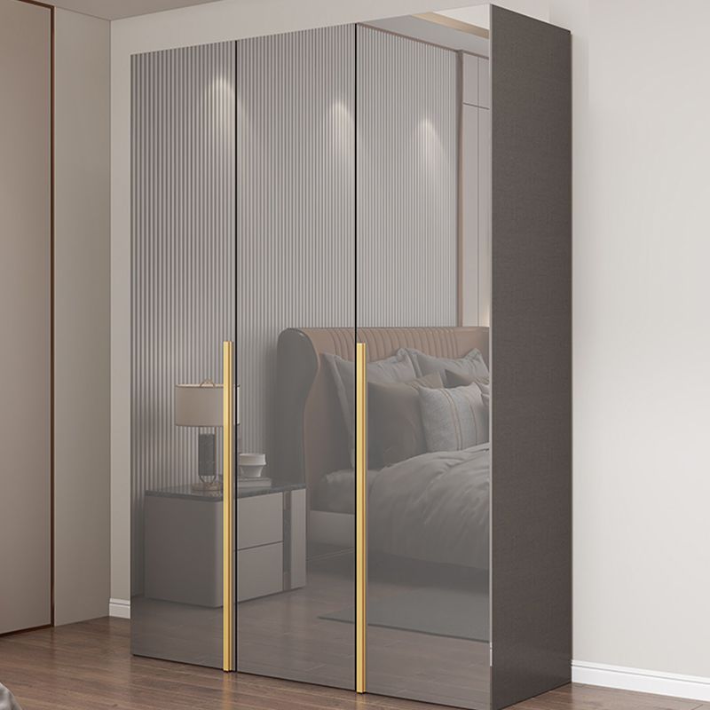 White Paint Light Luxury Wooden Wardrobe with Shelves and Sliding Door