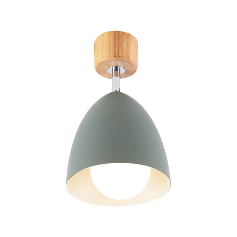 Luce a soffitto semifulgo a cupola in stile nordico 1 lampada a soffitto rotabile in metallo in metallo in grigio/bianco per camera da letto