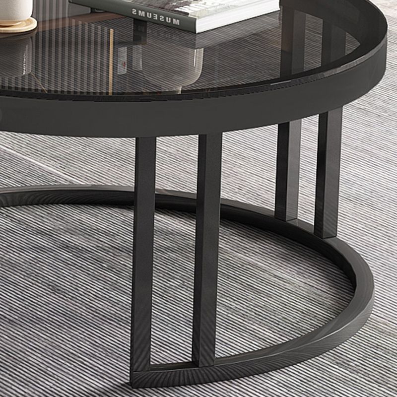 Round Nesting Coffee Table Set Frame Modern Storage Coffee Table