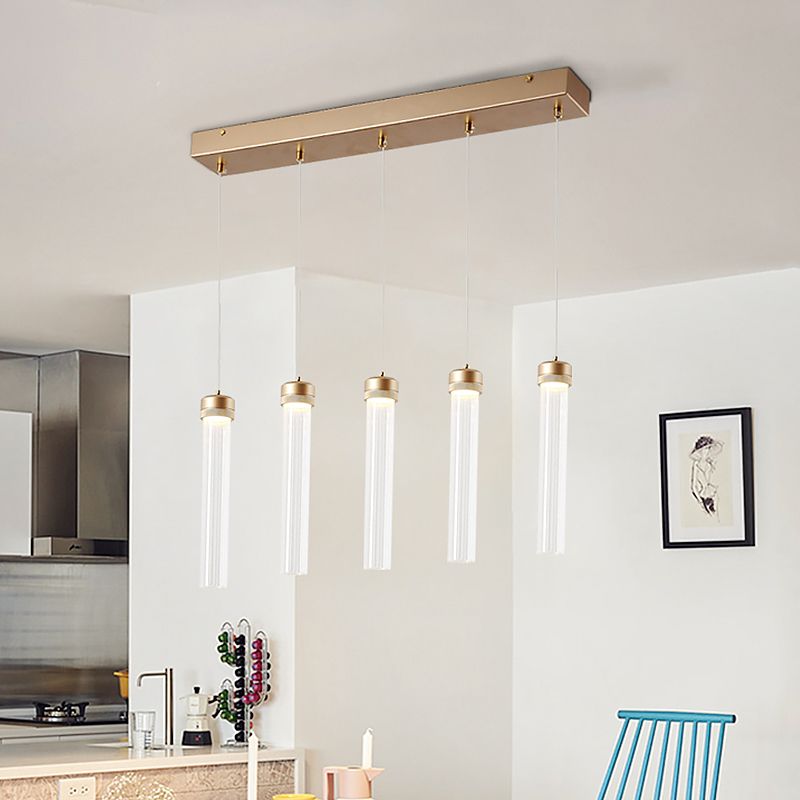 Tubulaire en verre transparent en verre pendant minimalisme minimalisme à 5 laiton de plafond en laiton
