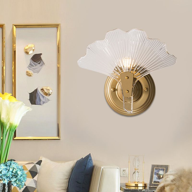 Gold Ginkgo Sconce Light Traditional 1/3 Heads Metal Wall Lighting Fixture for Dining Room