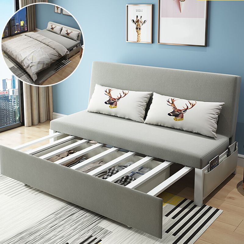Gray Armless Seating with Pillows Convertible Sofa Bed with Storage