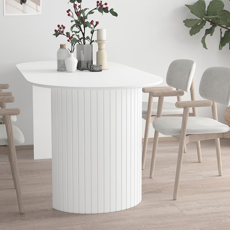 Contemporary Oval Dining Table Pine Solid Wood Table with Double Pedestal for Dining Room