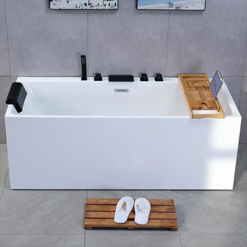 White Freestanding Bath Soaking Acrylic Rectangular Modern Bathtub (Board not Included)