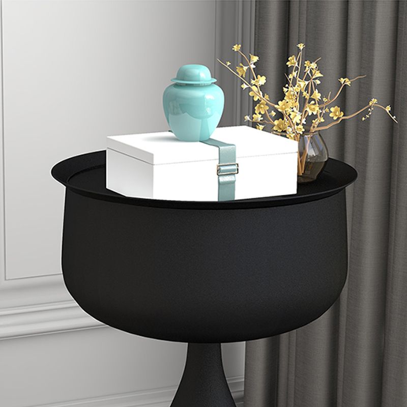 Tray Top Pedestal Side Table Round Sofa Corner Table with Storage