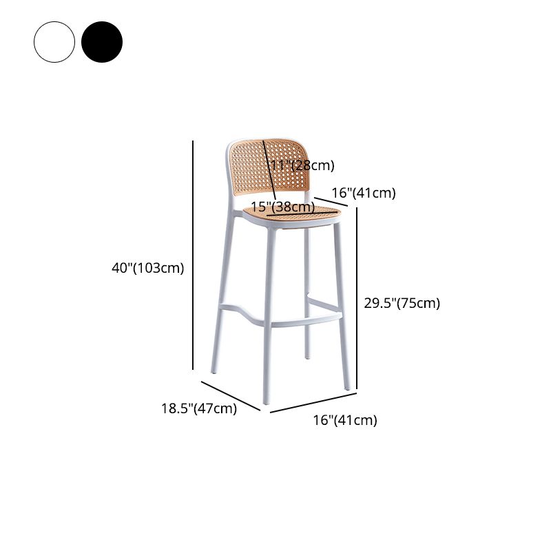 Taburete de bar de plástico de estilo moderno con reposapiés, taburete de bar simple con respaldo bajo para cocina