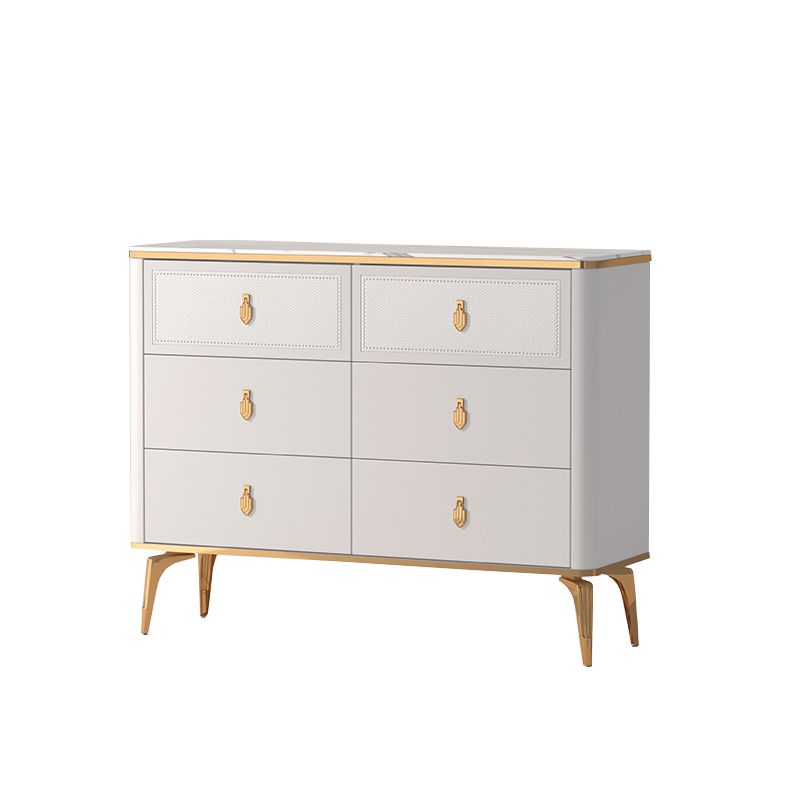 Classic Glam Stone Double Dresser Horizontal Storage Chest for Bedroom