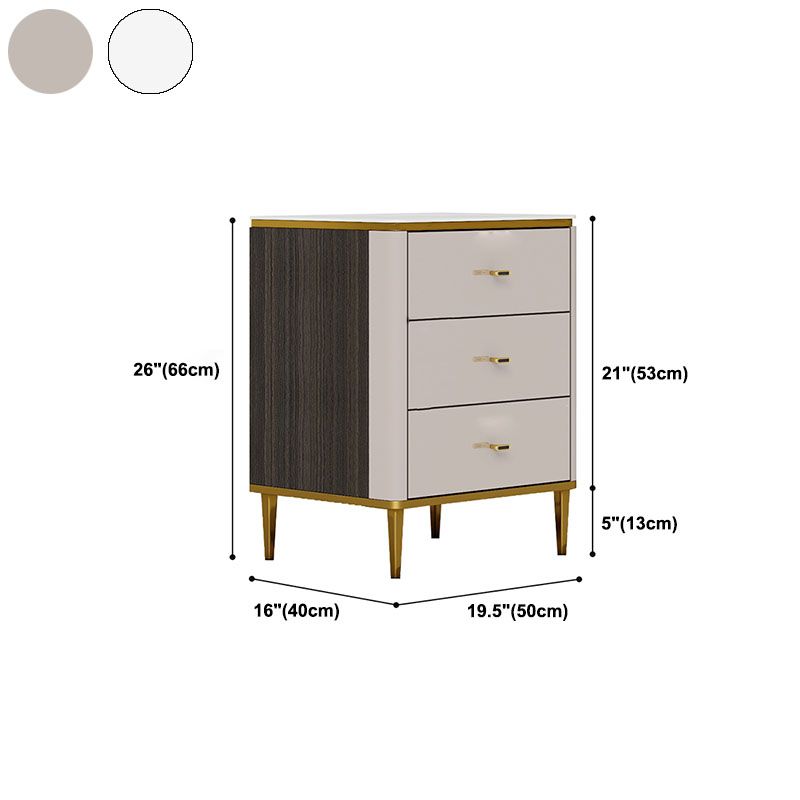 Glam Stone Bedroom Storage Chest White / Grey Vertical Chest with Drawers