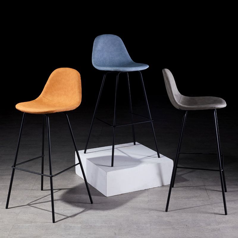 Industrial Style Square Counter Barstools for Bristol Leather Stools with Metal Legs